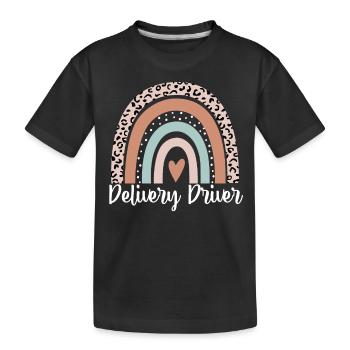 Delivery Driver Rainbow Leopard Funny Delivery - Kids' Premium Organic T-Shirt - black - Front