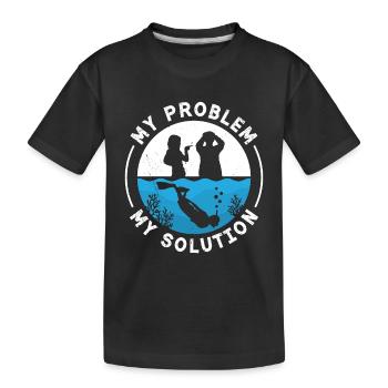 Freediving My Problem My Pictogram Dad Mom Diving - Kinder Premium Bio T-Shirt - Schwarz - Vorne