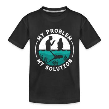 Freediving My Problem My Pictogram Mom Dad Diving - Kinder Premium Bio T-Shirt - Schwarz - Vorne