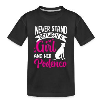 Girl and her Podenco Spanish Greyhound - Kids' Premium Organic T-Shirt - black - Front