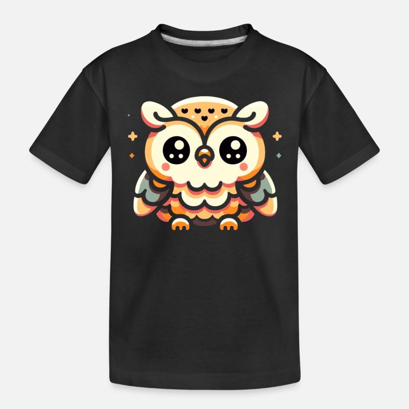 Eule - Kinder Premium Bio T-Shirt - Schwarz
