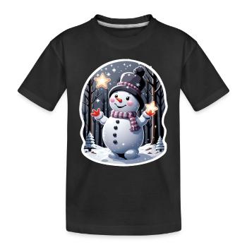Schneemann - Kinder Premium Bio T-Shirt - Schwarz - Vorne