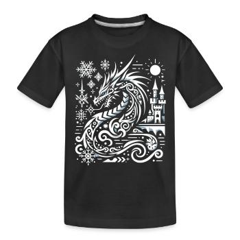 Ice dragon in the snow glow - Kids' Premium Organic T-Shirt - black - Front