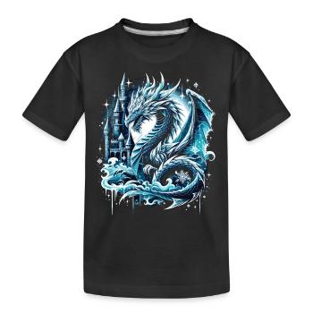 Frostiger Schattendrache Eisdrache - Kinder Premium Bio T-Shirt - Schwarz - Vorne