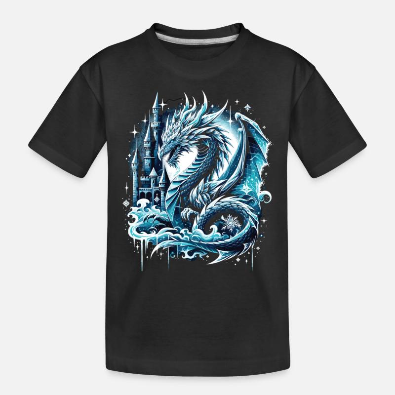 Frostiger Schattendrache Eisdrache - Kinder Premium Bio T-Shirt - Schwarz