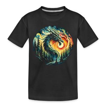 Sunrise with dragon - Kids' Premium Organic T-Shirt - black - Front