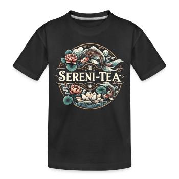 Lotus blossoms and tea enjoyment - Kids' Premium Organic T-Shirt - black - Front