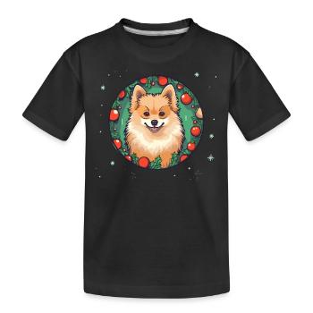Chien de Poméranie Noël, Chiens d’amour - T-shirt bio Premium Enfant - noir - Devant