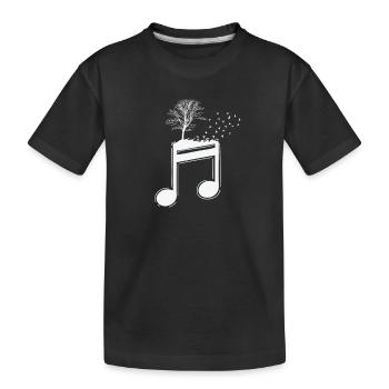 Notes de musique avec musique d’arbre et d’oiseaux - T-shirt bio Premium Enfant - noir - Devant