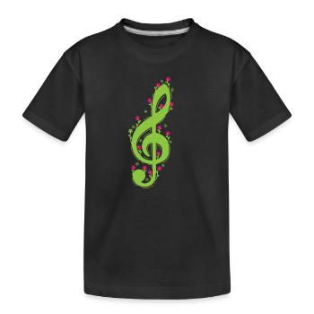 Notenschlüssel mit Blumen Musik - Kinder Premium Bio T-Shirt - Schwarz - Vorne