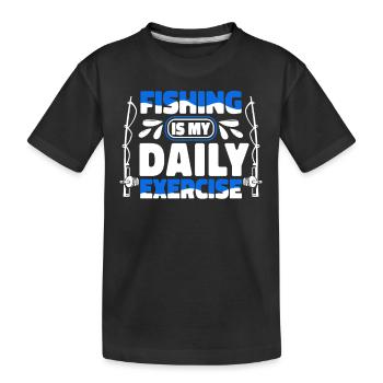 La pêche est mon exercice quotidien Fliegenfischer Pêcheur - T-shirt bio Premium Enfant - noir - Devant