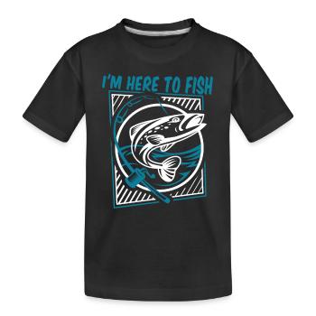Je suis ici pour pêcher, pêcheur au fil, pêcheur en haute mer, pêcheur à la ligne - T-shirt bio Premium Enfant - noir - Devant