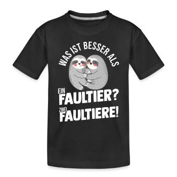 Faultier - Kinder Premium Bio T-Shirt - Schwarz - Vorne
