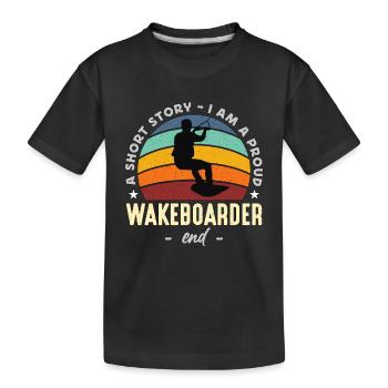 Wakeboarder Une histoire courte Je suis un amateur de wakeboard - T-shirt bio Premium Enfant - noir - Devant