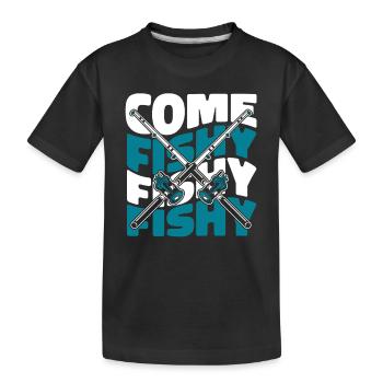 Venez pêcher poisson poisson pêcheur à la mouche - T-shirt bio Premium Enfant - noir - Devant