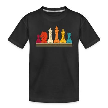 Schachspieler Silhouette Retro Vintage Strategisch - Kinder Premium Bio T-Shirt - Schwarz - Vorne