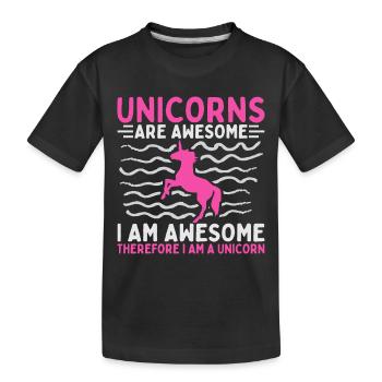 Einhörner Sind Großartig Bin Ich Ein Einhorn - Kinder Premium Bio T-Shirt - Schwarz - Vorne