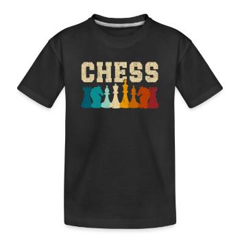 Joueur d’échecs drôle pièces d’échecs seize pièces - T-shirt bio Premium Enfant - noir - Devant