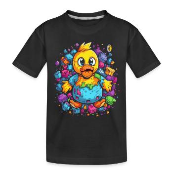 Der trashige glückliche Spielzeug Entchen - Kinder Premium Bio T-Shirt - Schwarz - Vorne