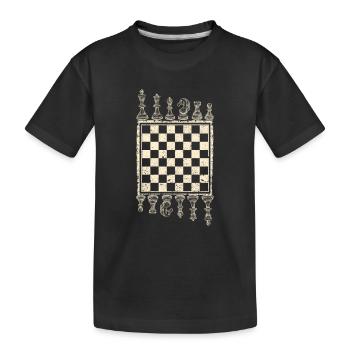 Damengambit Schachspielerfiguren Figuren Brett - Kinder Premium Bio T-Shirt - Schwarz - Vorne