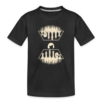 Damengambit Schachspielerfiguren Figuren Brett - Kinder Premium Bio T-Shirt - Schwarz - Vorne