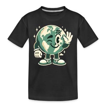Earth Mascot 50s Retro Style - Kids' Premium Organic T-Shirt - black - Front
