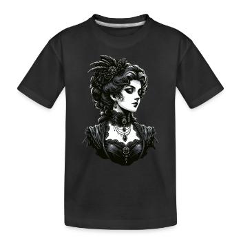 Elegante Gothic-Dame: Viktorianische Anmut - Kinder Premium Bio T-Shirt - Schwarz - Vorne