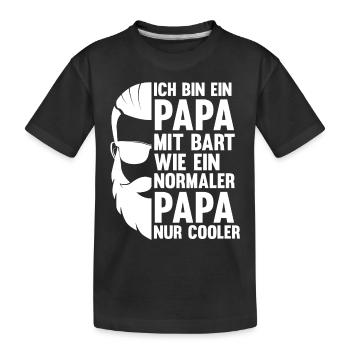 Papa Vater Bärtig Bartträger Schnurrbart Bart - Kinder Premium Bio T-Shirt - Schwarz - Vorne