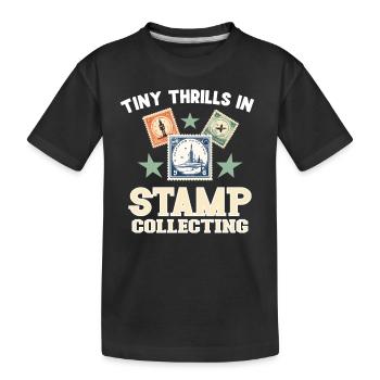 Philately Philatelist Stamp Collecting - Kids' Premium Organic T-Shirt - black - Front