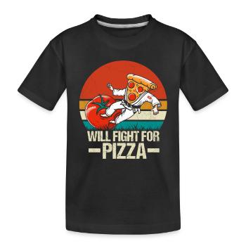 Wird für Pizza Karate kämpfen - Kinder Premium Bio T-Shirt - Schwarz - Vorne