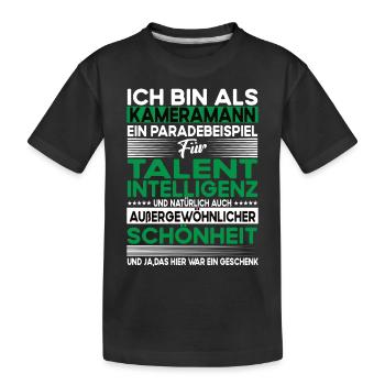 Kameramann Bescheiden - Lustiger Spruch - Kinder Premium Bio T-Shirt - Schwarz - Vorne