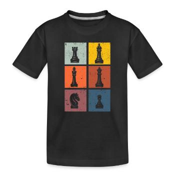 Schachspieler Silhouetten Schachfiguren Retro - Kinder Premium Bio T-Shirt - Schwarz - Vorne