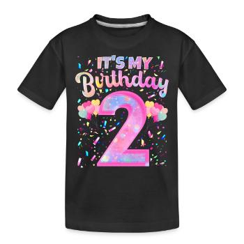 My 2nd Birthday 2 Years Girl Gift Two - Kids' Premium Organic T-Shirt - black - Front