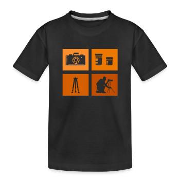 Appareil photo, Photographe de nature, Photographe animalier - T-shirt bio Premium Enfant - noir - Devant