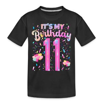 Mon 11e anniversaire 11 ans fille cadeau elfe - T-shirt bio Premium Enfant - noir - Devant