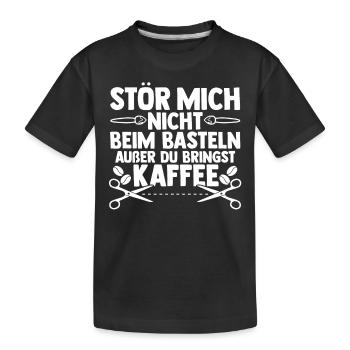 Kaffee Bastler Basteln - Kinder Premium Bio T-Shirt - Schwarz - Vorne