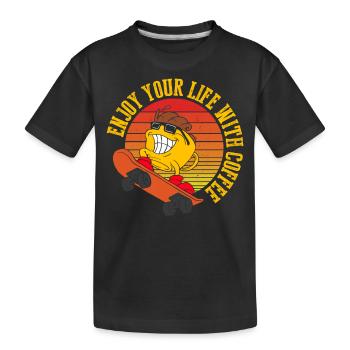 Enjoy your life with coffee - Kids' Premium Organic T-Shirt - black - Front
