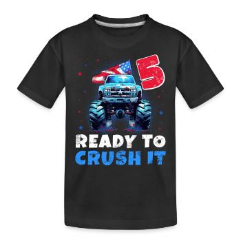 Monster Truck 5 Year Old Boy 5th Birthday America - Kids' Premium Organic T-Shirt - black - Front