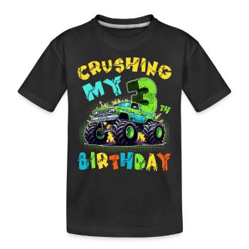 3ème anniversaire Monster Truck 3 ans garçon cadeau - T-shirt bio Premium Enfant - noir - Devant