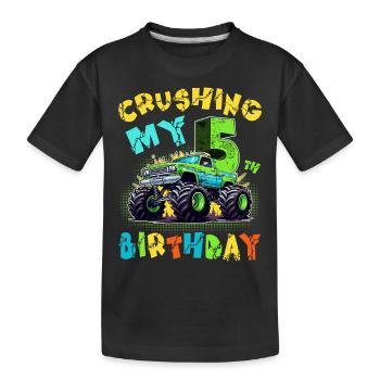 5. Geburtstag Monster Truck 5 Jahre Junge Geschenk - Kinder Premium Bio T-Shirt - Schwarz - Vorne