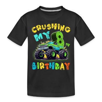 8. Geburtstag Monster Truck 8 Jahre Junge Geschenk - Kinder Premium Bio T-Shirt - Schwarz - Vorne