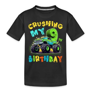 9e anniversaire Monster Truck 9 ans garçon cadeau - T-shirt bio Premium Enfant - noir - Devant