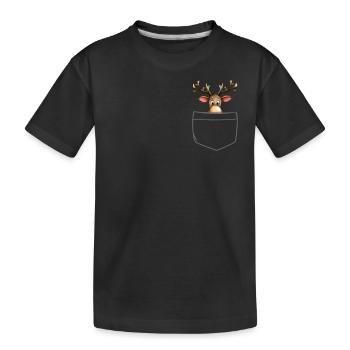 Rentier Pocket Funny Xmas Santa Claus - Kinder Premium Bio T-Shirt - Schwarz - Vorne