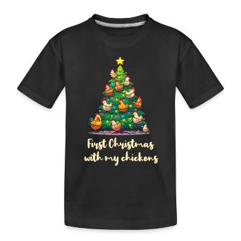 Weihnachten mit Hühnern Hühnerbesitzer Hühnerstall - Kinder Premium Bio T-Shirt - Schwarz - Vorne
