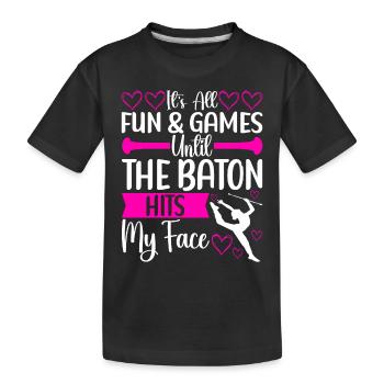 Majorette Gymnastics Majorettes Baton Twirling - Kids' Premium Organic T-Shirt - black - Front