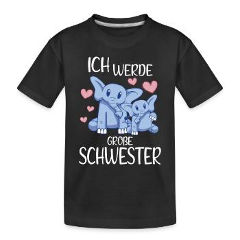 Ich werde große Schwester Elefanten Girls - Kinder Premium Bio T-Shirt - Schwarz - Vorne