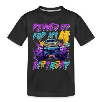 4ème cadeau d’anniversaire Monster Truck 4 ans garçon - T-shirt bio Premium Enfant - noir - Devant