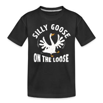 Silly geese on the loose - Kids' Premium Organic T-Shirt - black - Front