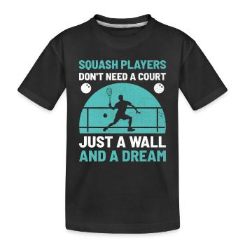 Joueur de squash Joueur de squash Joueur de tennis Raquetball Spor - T-shirt bio Premium Enfant - noir - Devant