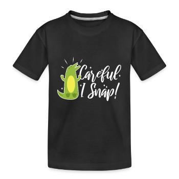 Careful i snap alligator - Kids' Premium Organic T-Shirt - black - Front